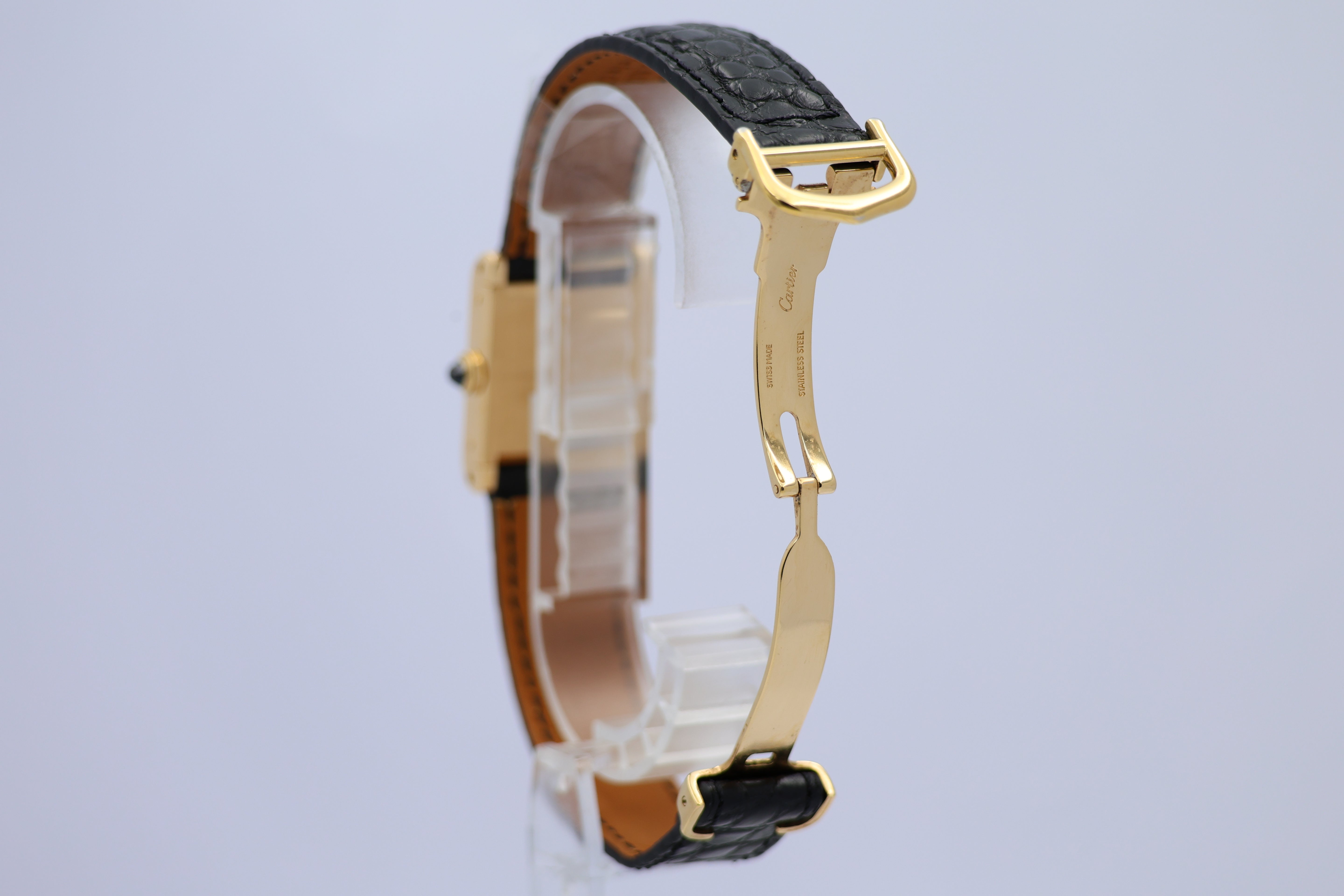 Cartier Tank Normale Paris Blatt 18k Gold Handaufzug 78092 - Detailansicht 1