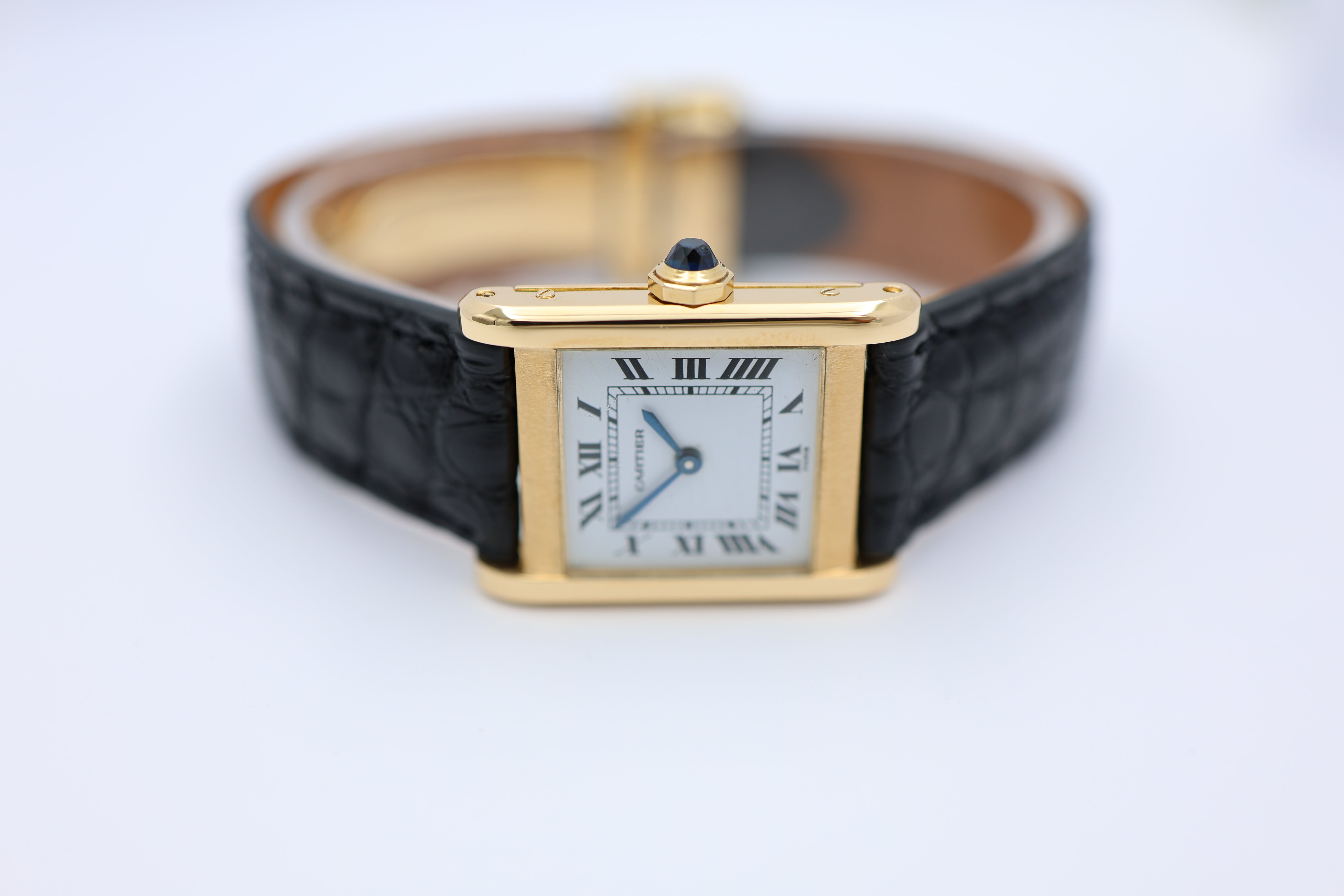 Cartier Tank Normale Paris Blatt 18k Gold Handaufzug 78092 - Detailansicht 3