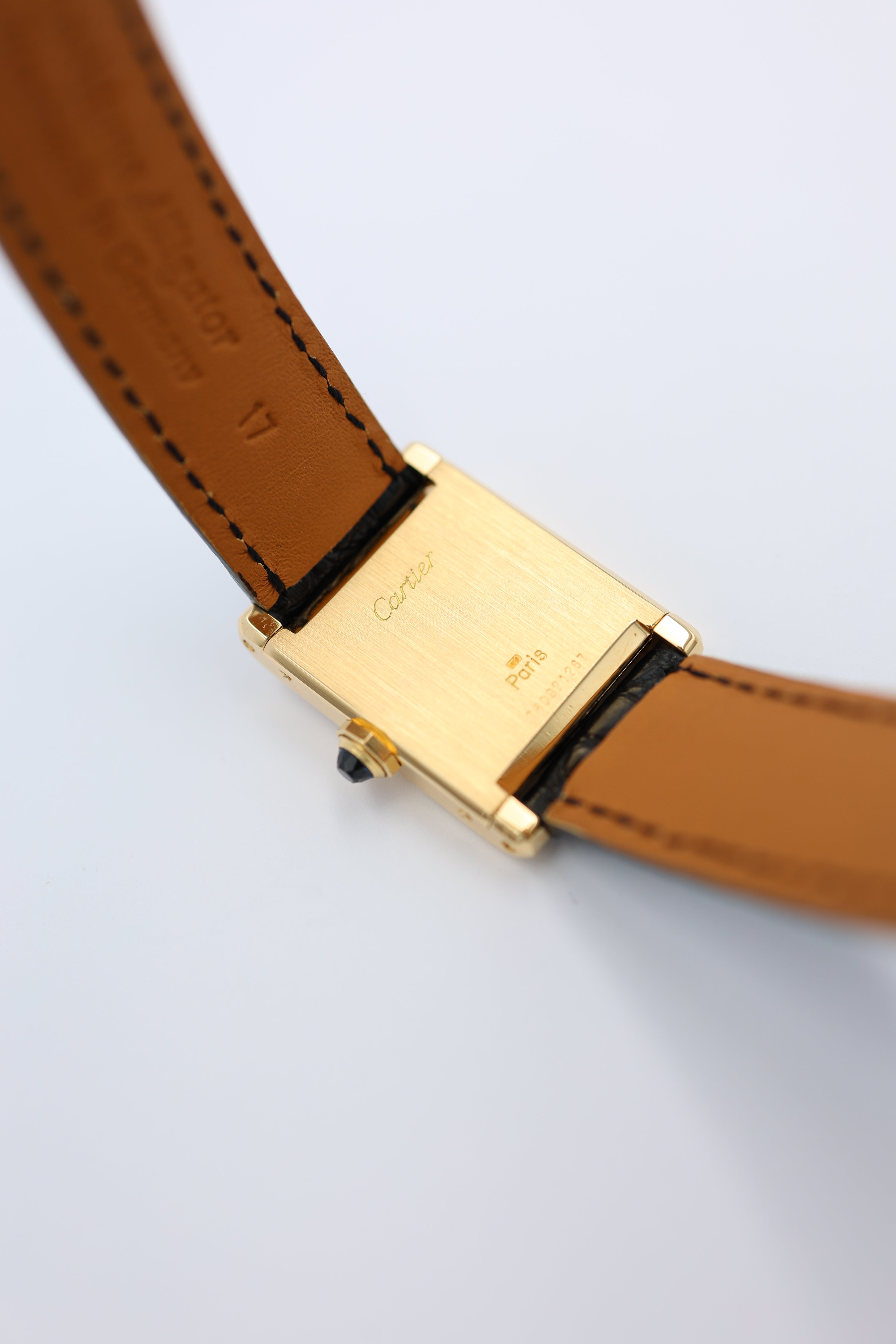 Cartier Tank Normale Paris Blatt 18k Gold Handaufzug 78092 - Detailansicht 17