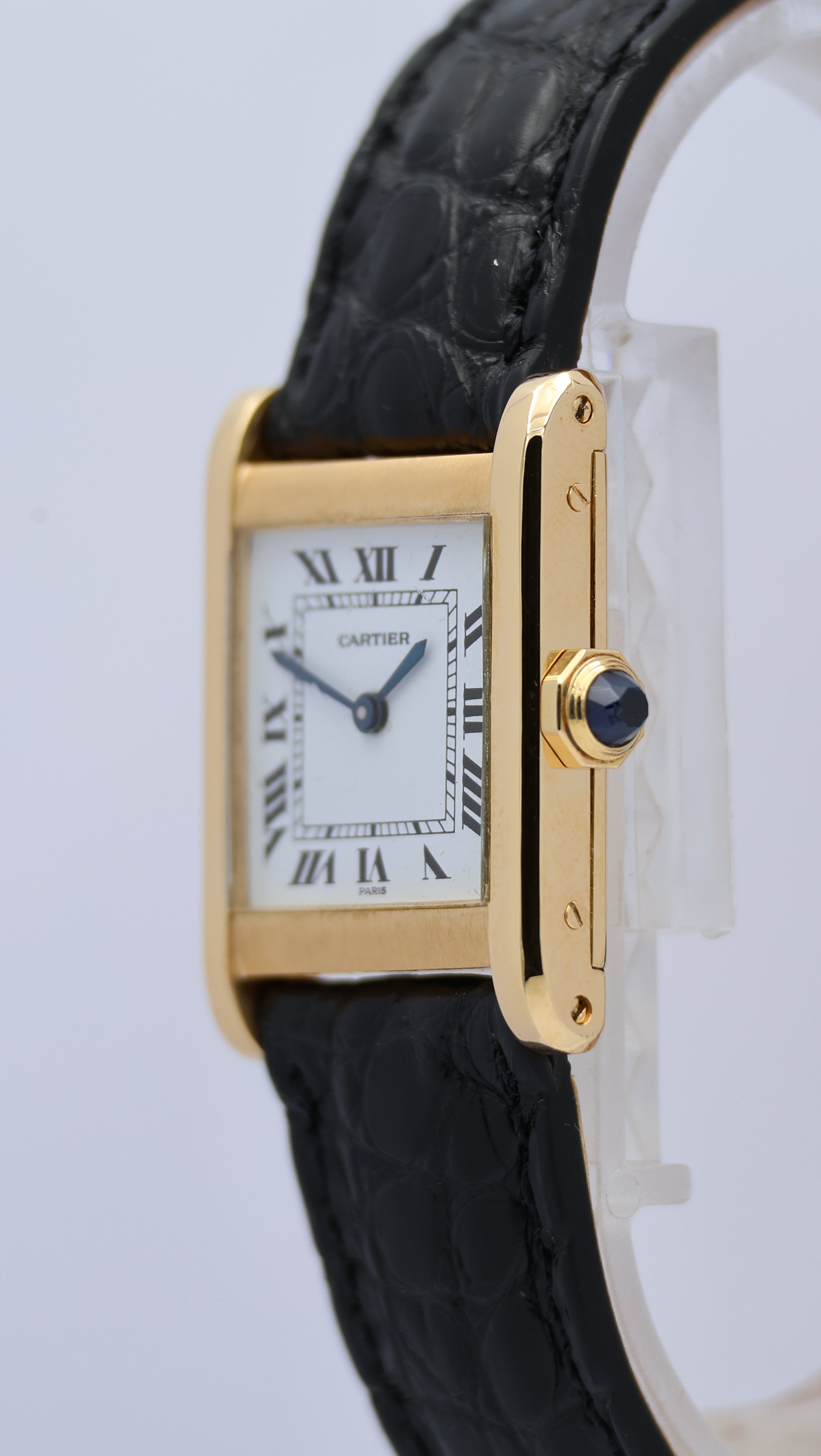 Cartier Tank Normale Paris Blatt 18k Gold Handaufzug 78092 - Detailansicht 19