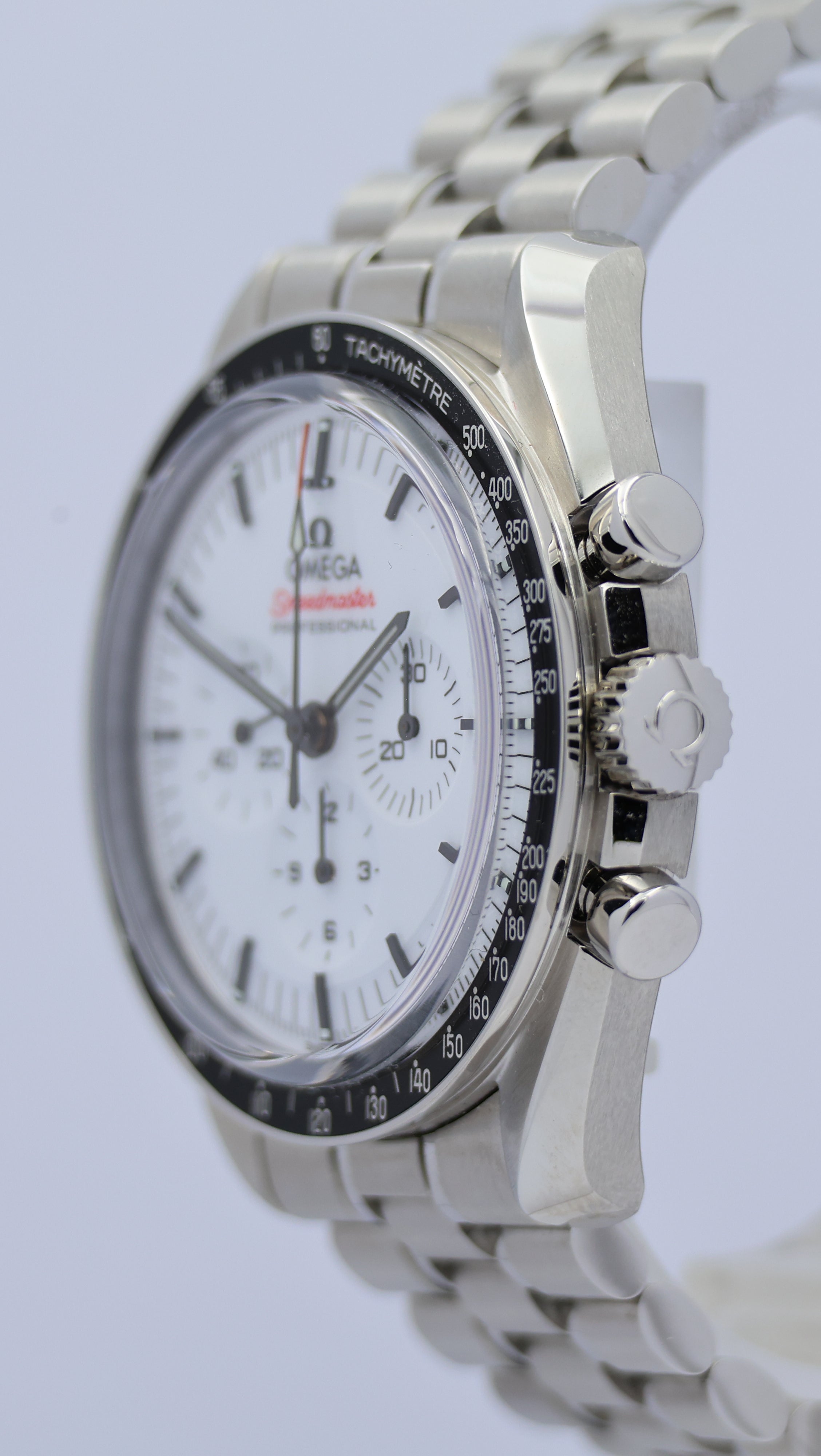 Omega Speedmaster Professional Moonwatch White mit Push-Schließe	 31030425004001 Box + og. Papiere