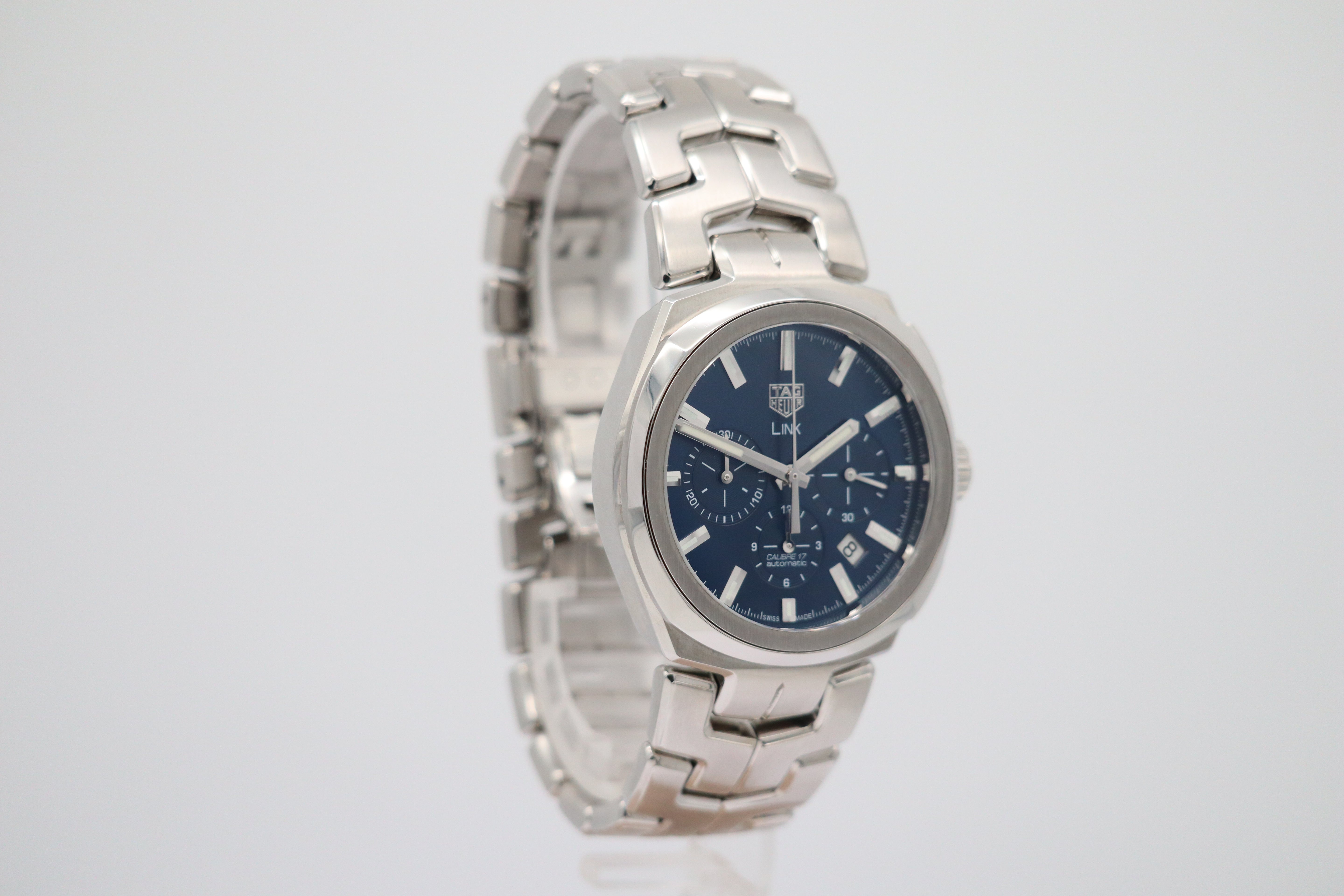 Tag Heuer Link Chronograph Automatic Men's Watch Blue CBC2112 Box