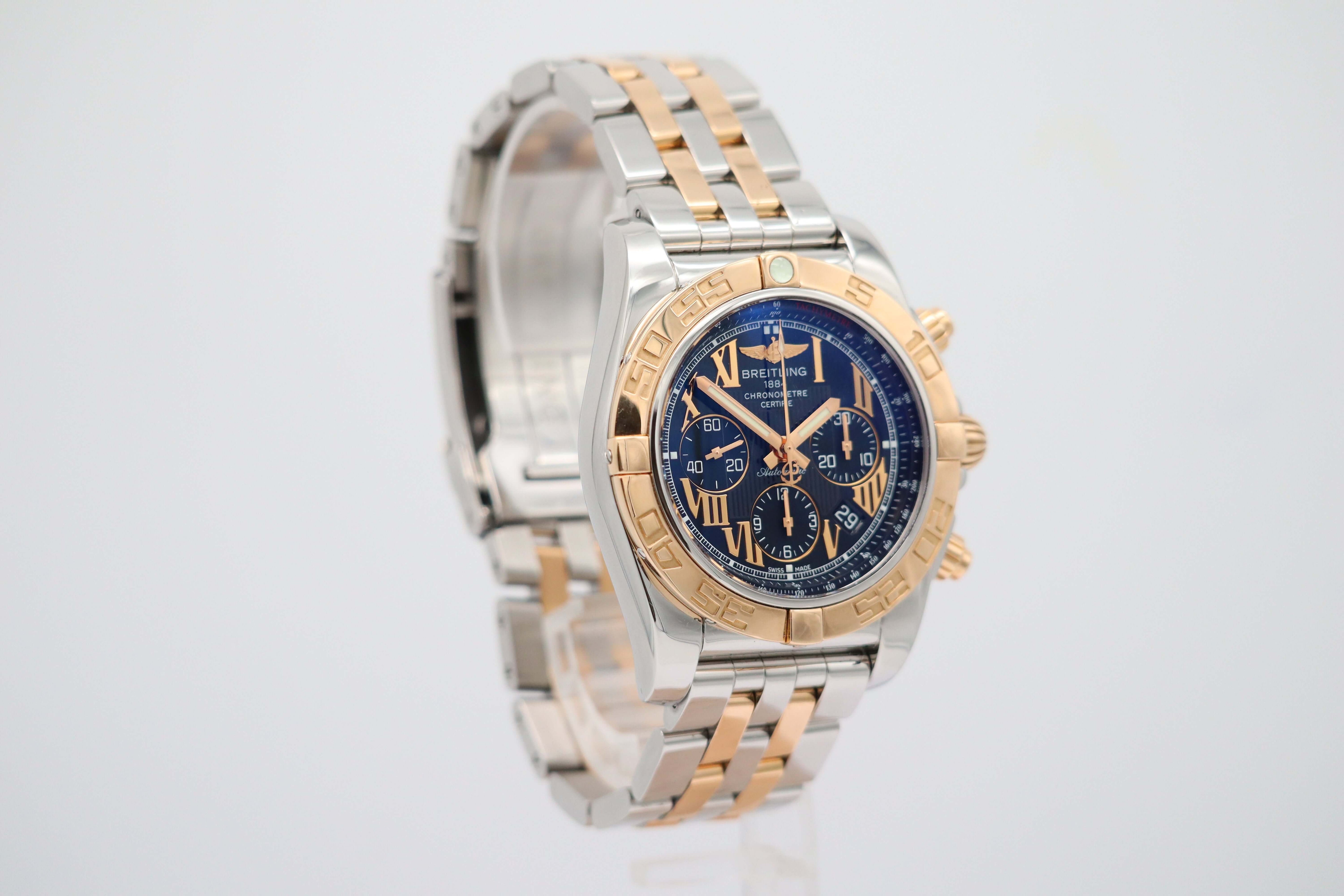 Breitling Chronomat 44 Stahl/Gold Automatik Herrenuhr CB0110 Box + og. Papiere