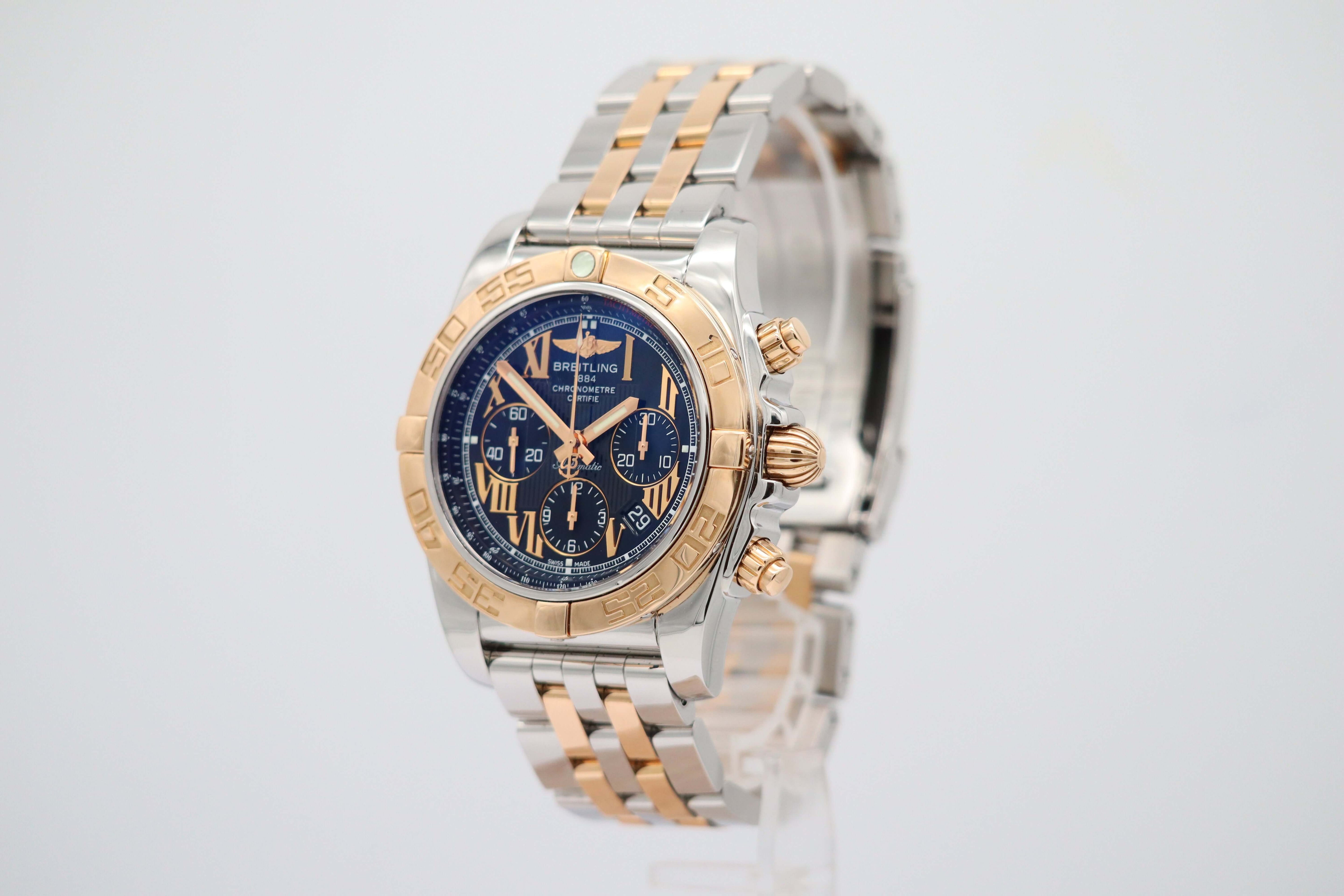 Breitling Chronomat 44 Stahl/Gold Automatik Herrenuhr CB0110 Box + og. Papiere