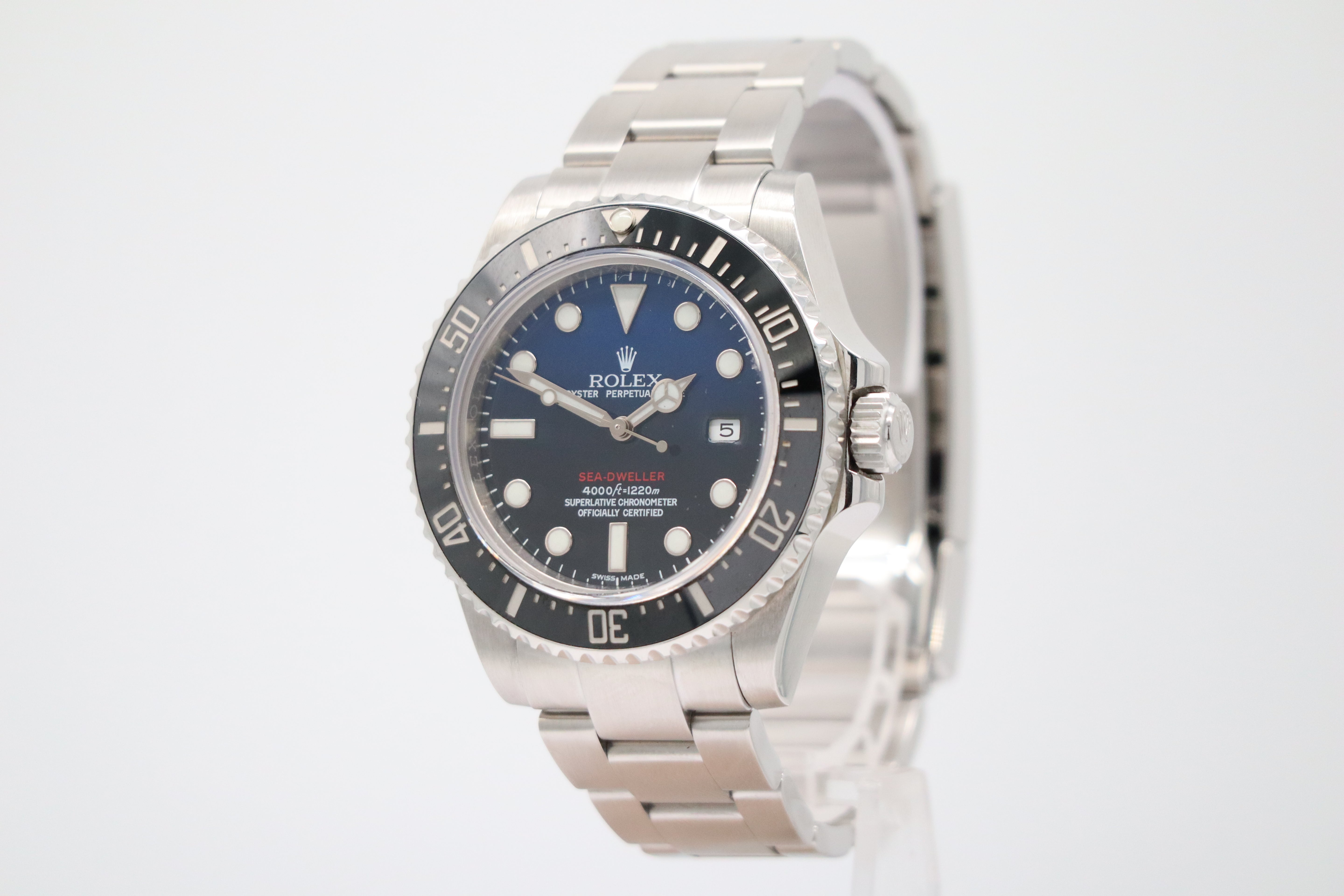 Rolex Sea-Dweller 4000 40mm Automatik Herrenuhr 116600 Box + og. Papiere Blaken Ziffernblatt Umbau Deepblue