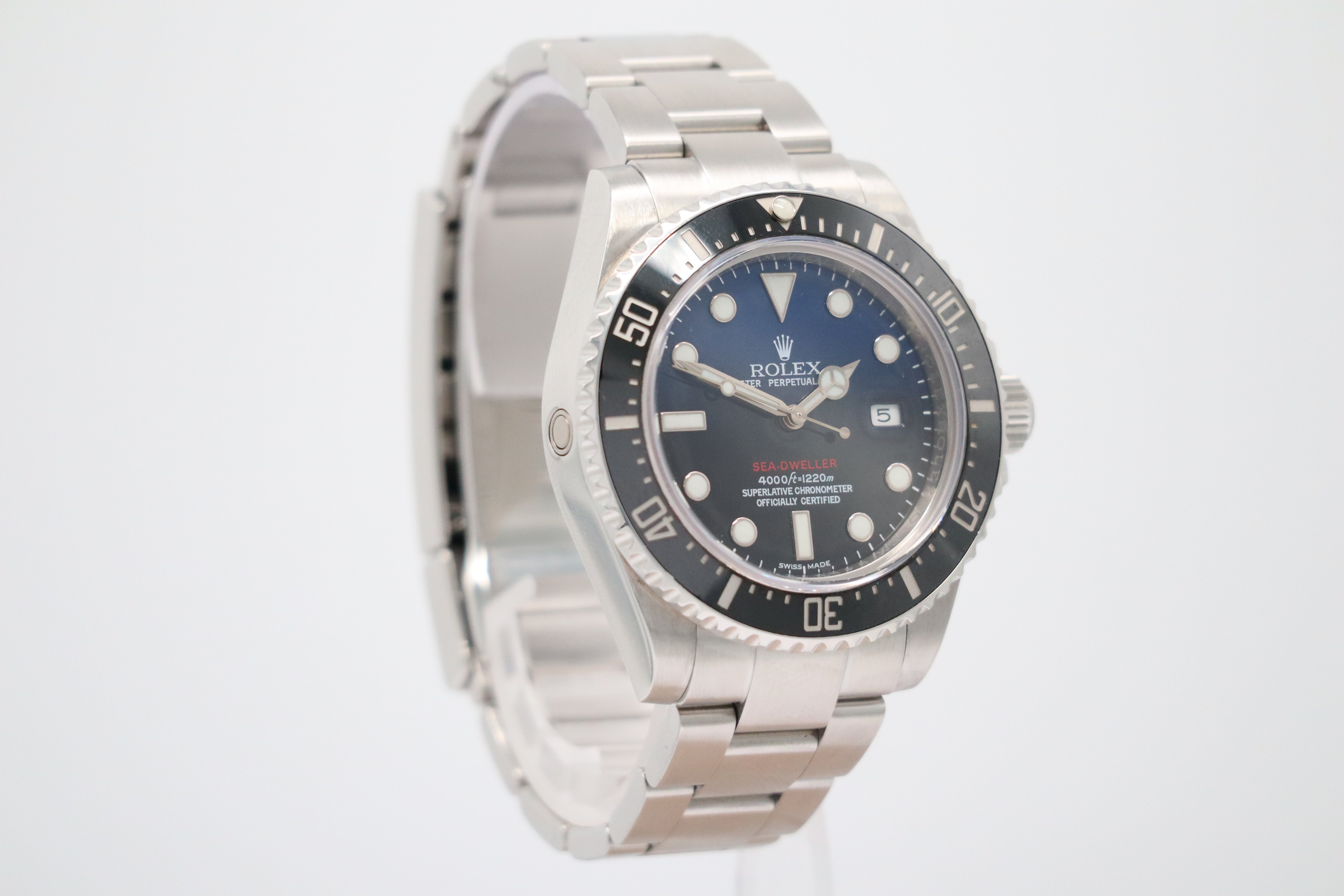 Rolex Sea-Dweller 4000 40mm Automatik Herrenuhr 116600 Box + og. Papiere Blaken Ziffernblatt Umbau Deepblue