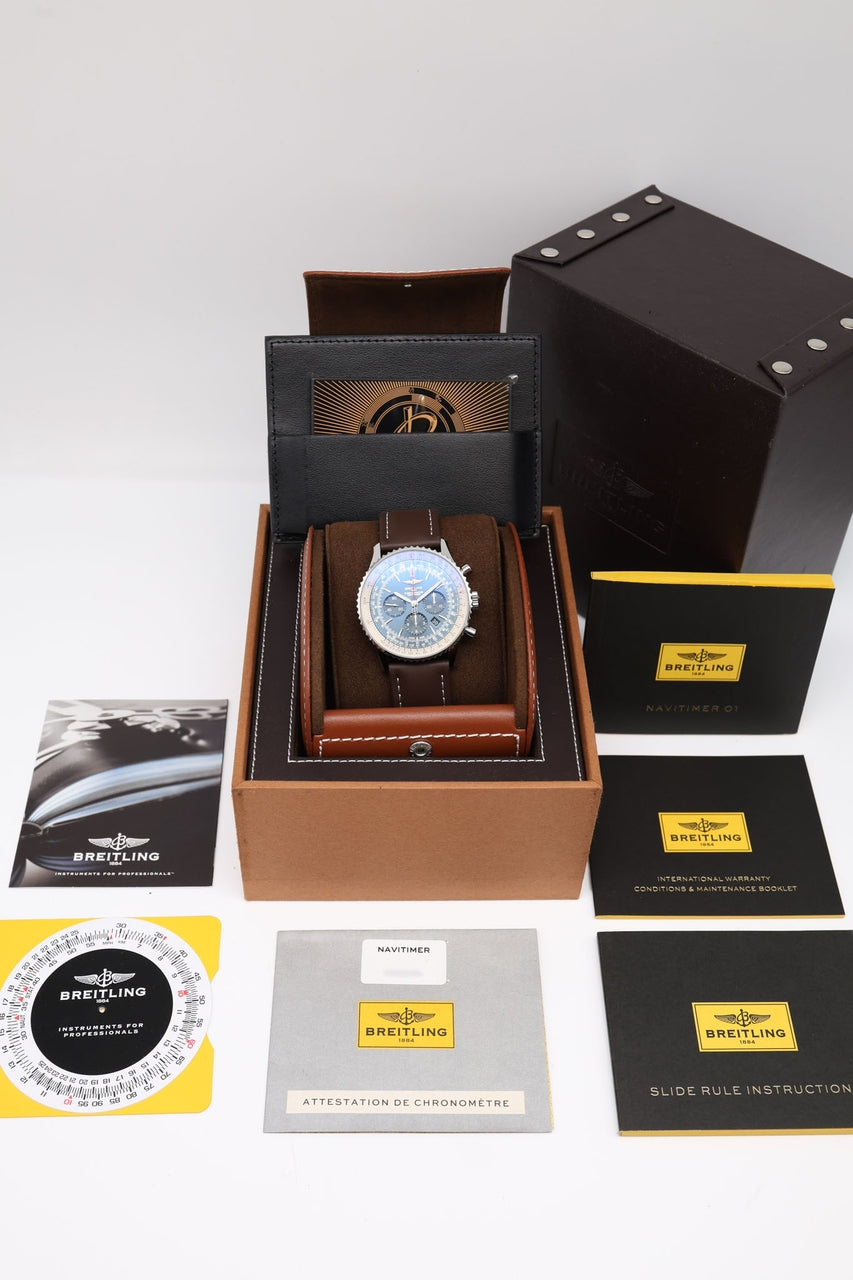 Breitling Navitimer B01 Chronograph Automatik 46mm Blau AB0127 - Papiere und oder Lieferumfang