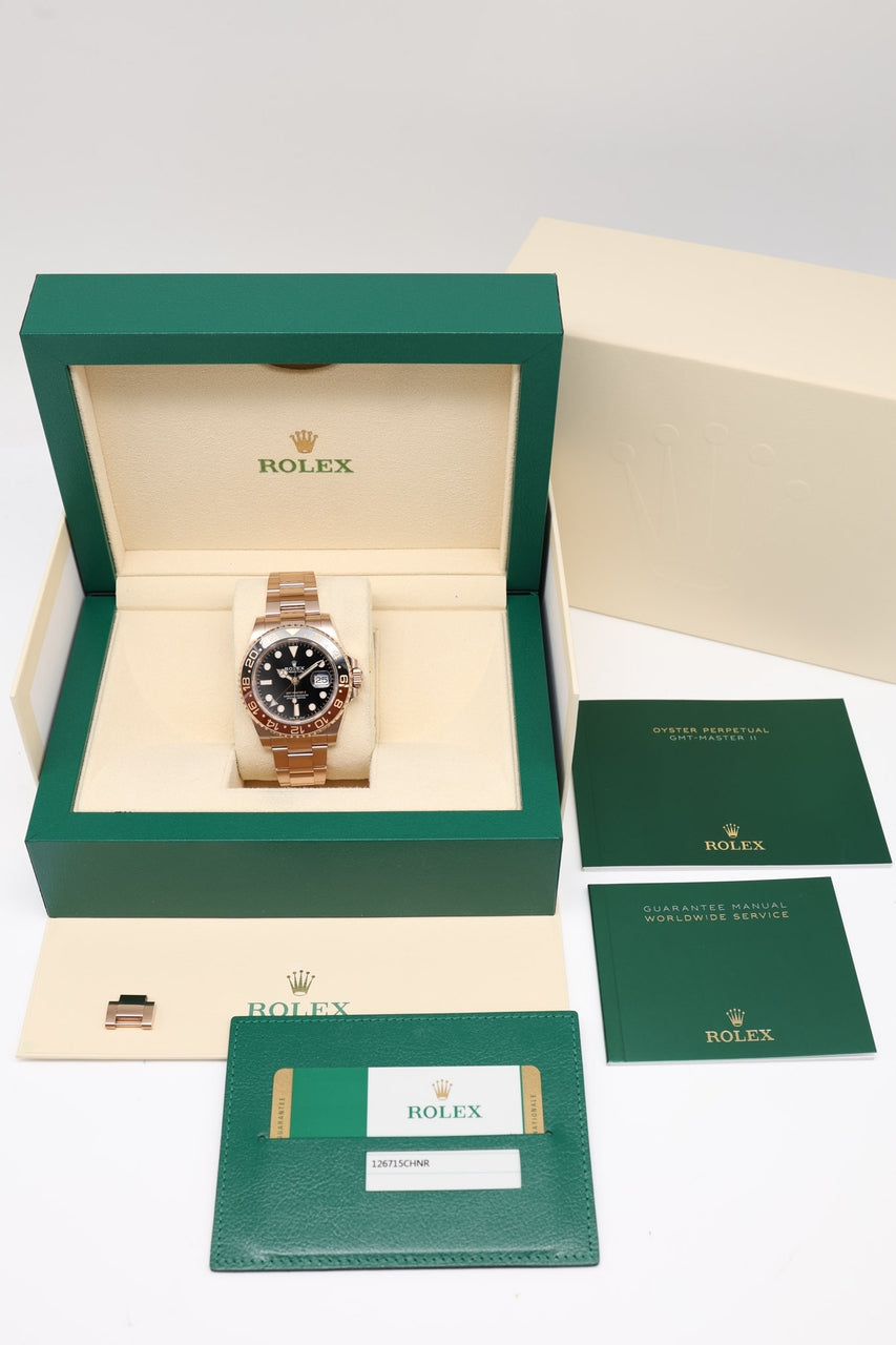 Rolex GMT-Master II "Rootbeer" 18K Rosegold 40 Automatik 126715CHNR - Papiere und oder Lieferumfang