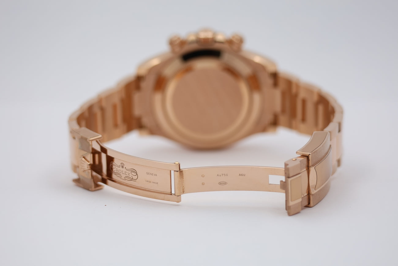 Rolex Daytona Roségold Sundust Baguette-Dial Ungetragen 116505 Box + og. Papiere