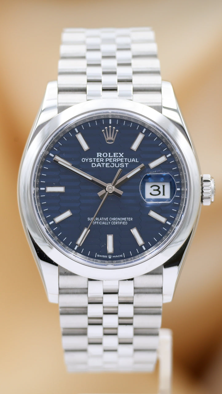 Rolex Datejust 36 Motif Ziffernblatt Blau Automatik Herrenuhr 126200 - Main product image