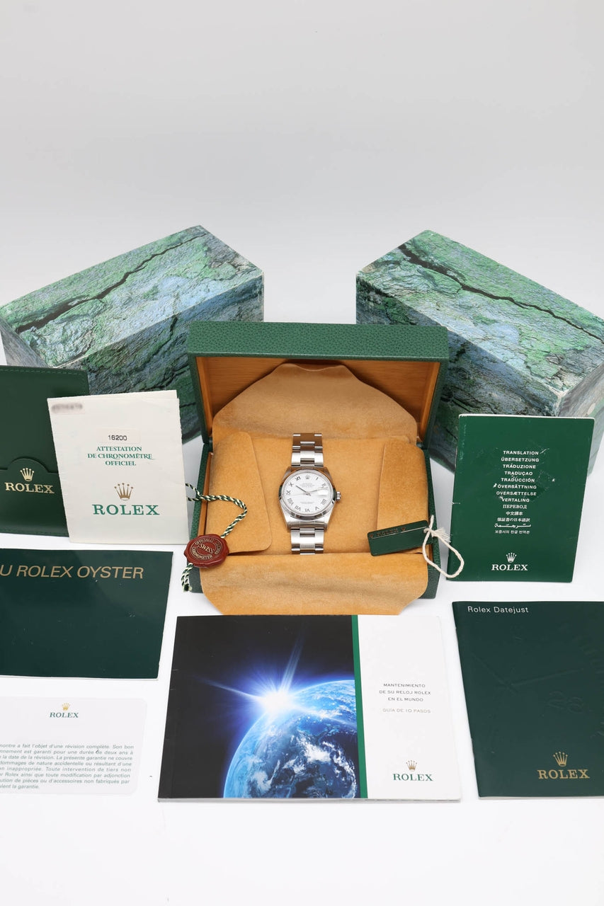 Rolex Datejust 36 "Roman Dial" Weiß Automatik 16200 - Papiere und oder Lieferumfang