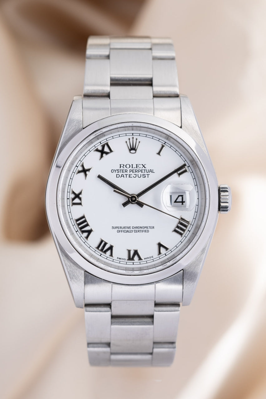 Rolex Datejust 36 "Roman Dial" Weiß Automatik 16200 - Thumbnail