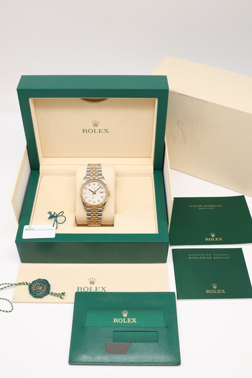 Rolex Datejust 36 Automatik Stahl/Gold Diamond 126233 - Papiere und oder Lieferumfang