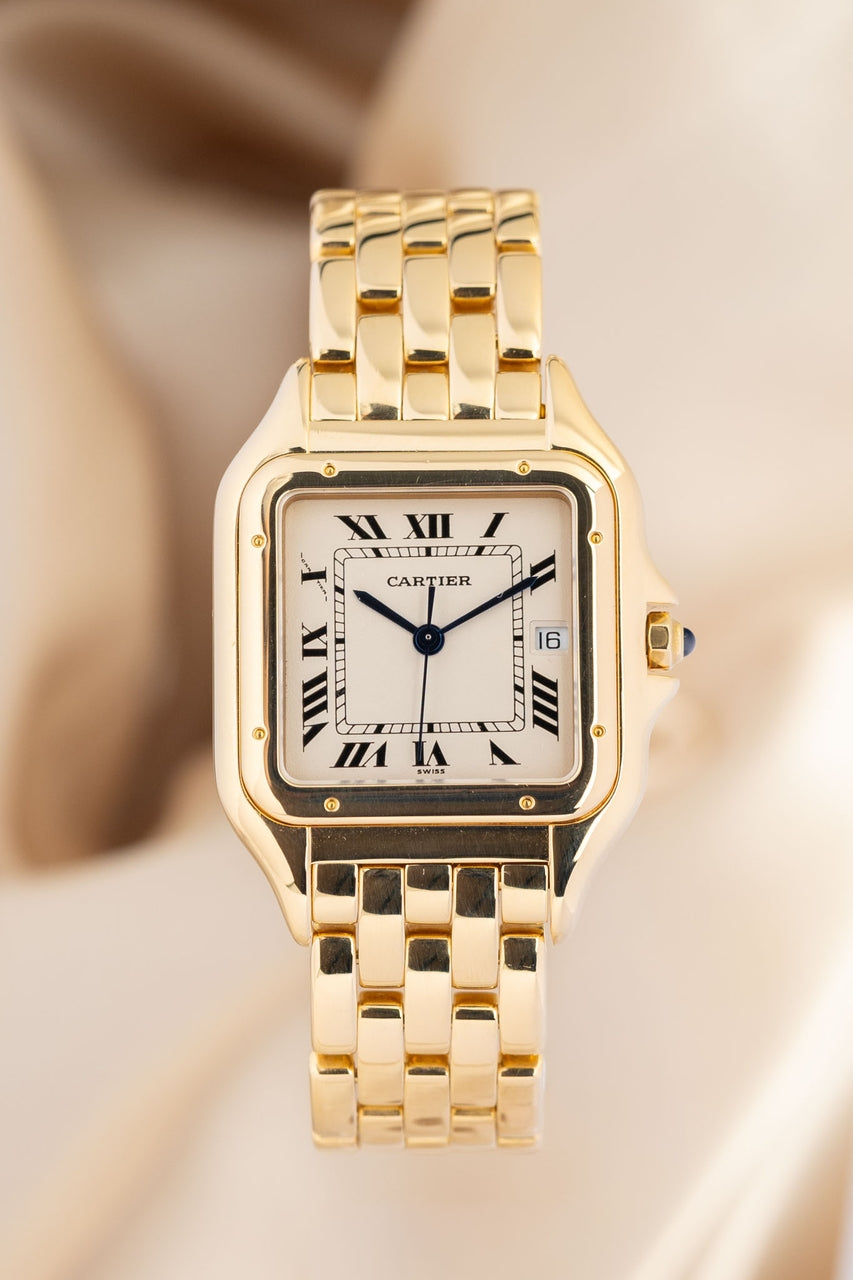 Cartier Panthère Quarz 18k Gelbgold Herrenuhr Quarz Frischer Cartier-Service 07/2026 887968 - Thumbnail