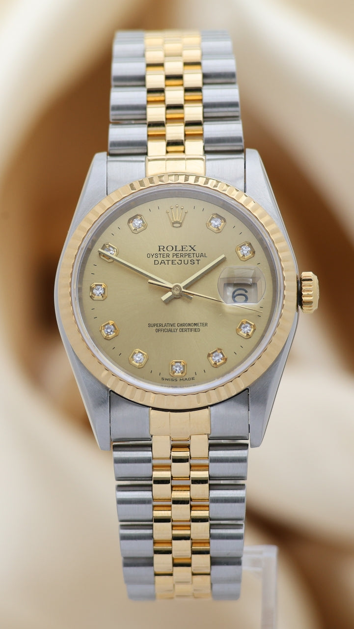 Rolex Datejust 36mm Diamond Dial Stahl/Gold Automatik 16233 - Main product image