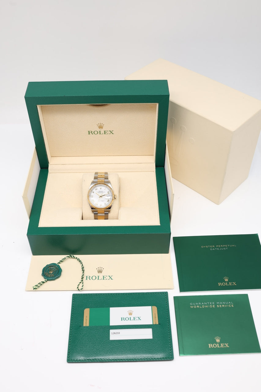 Rolex Datejust 36 Stahl/Gold Automatik Weiß 126233 - Papiere und oder Lieferumfang