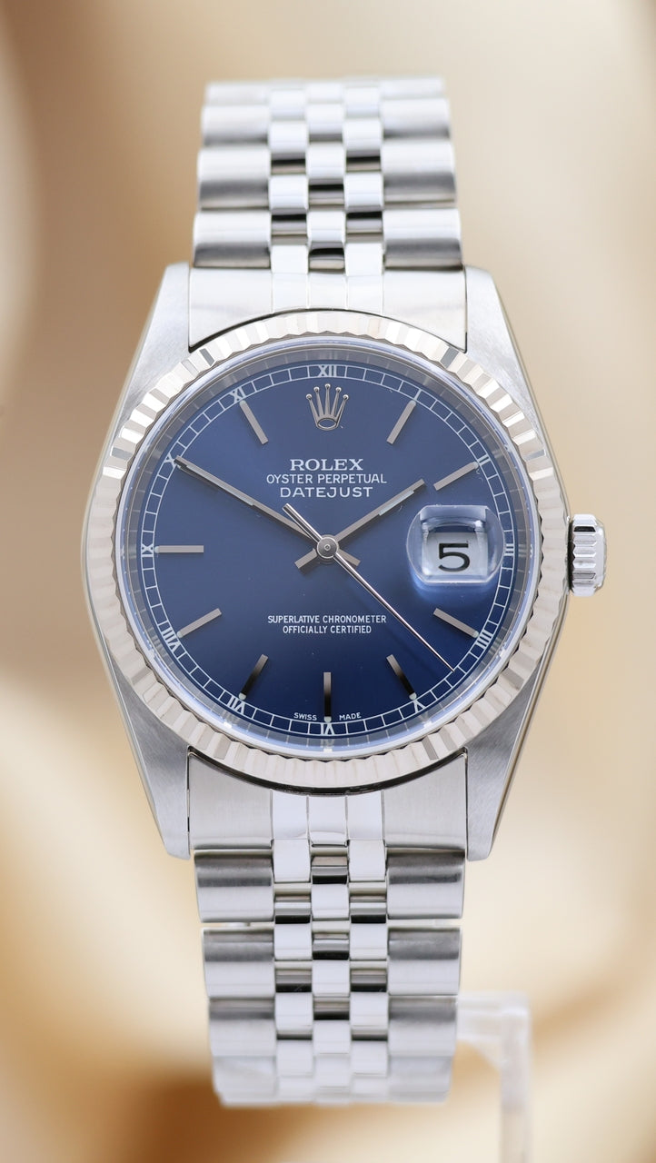 Rolex Datejust Automatik Herrenuhr Blau 36mm 16234 - Thumbnail