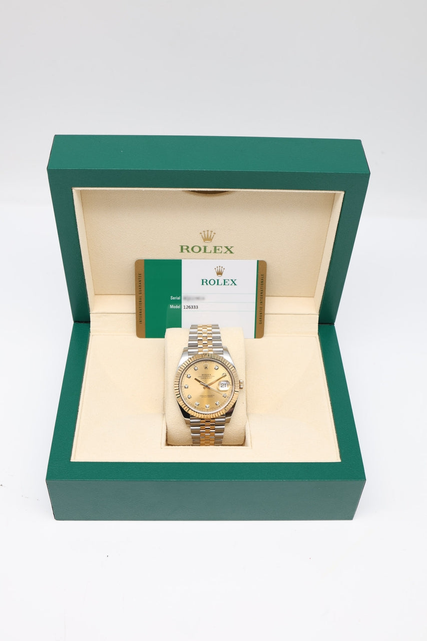 Rolex Datejust 41 "Diamond Dial" Stahl/Gold Jubilee 126333 - Papiere und oder Lieferumfang