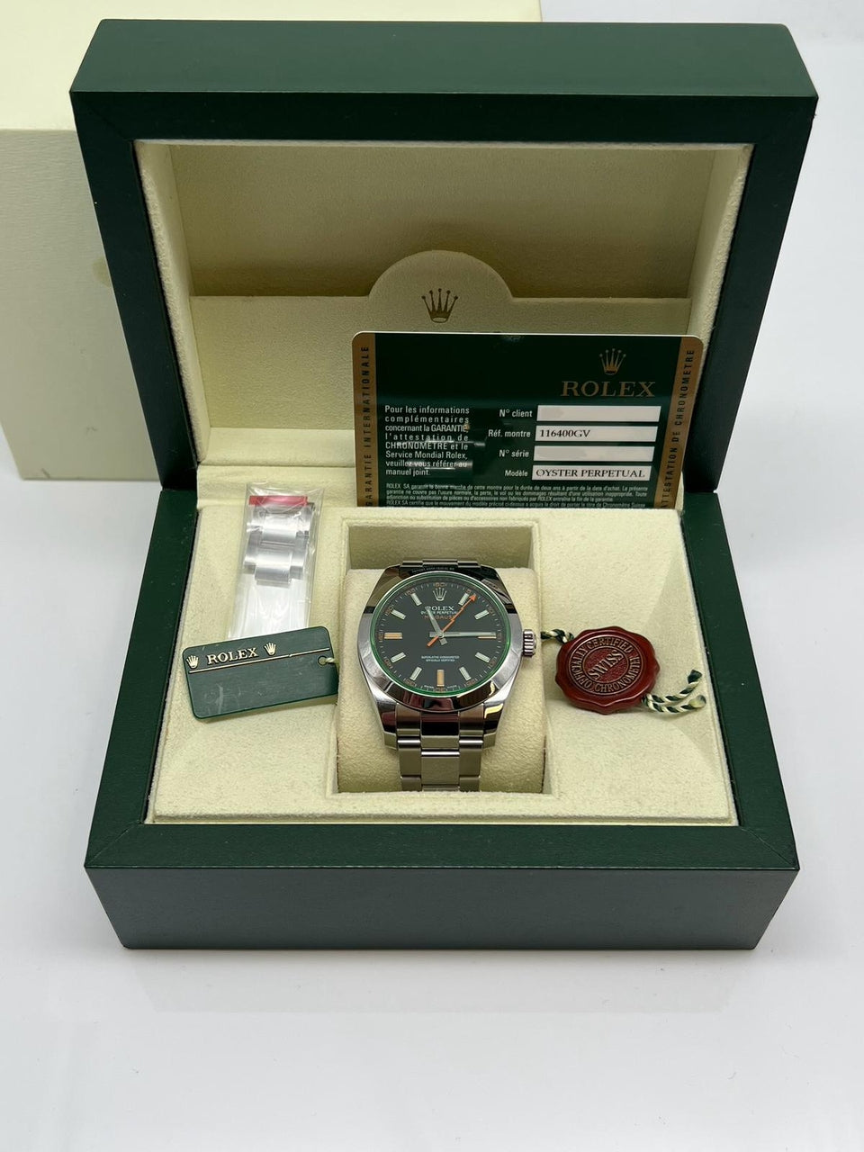 Rolex Milgauss Automatik Herrenuhr Schwarz 116400GV - Papiere und oder Lieferumfang
