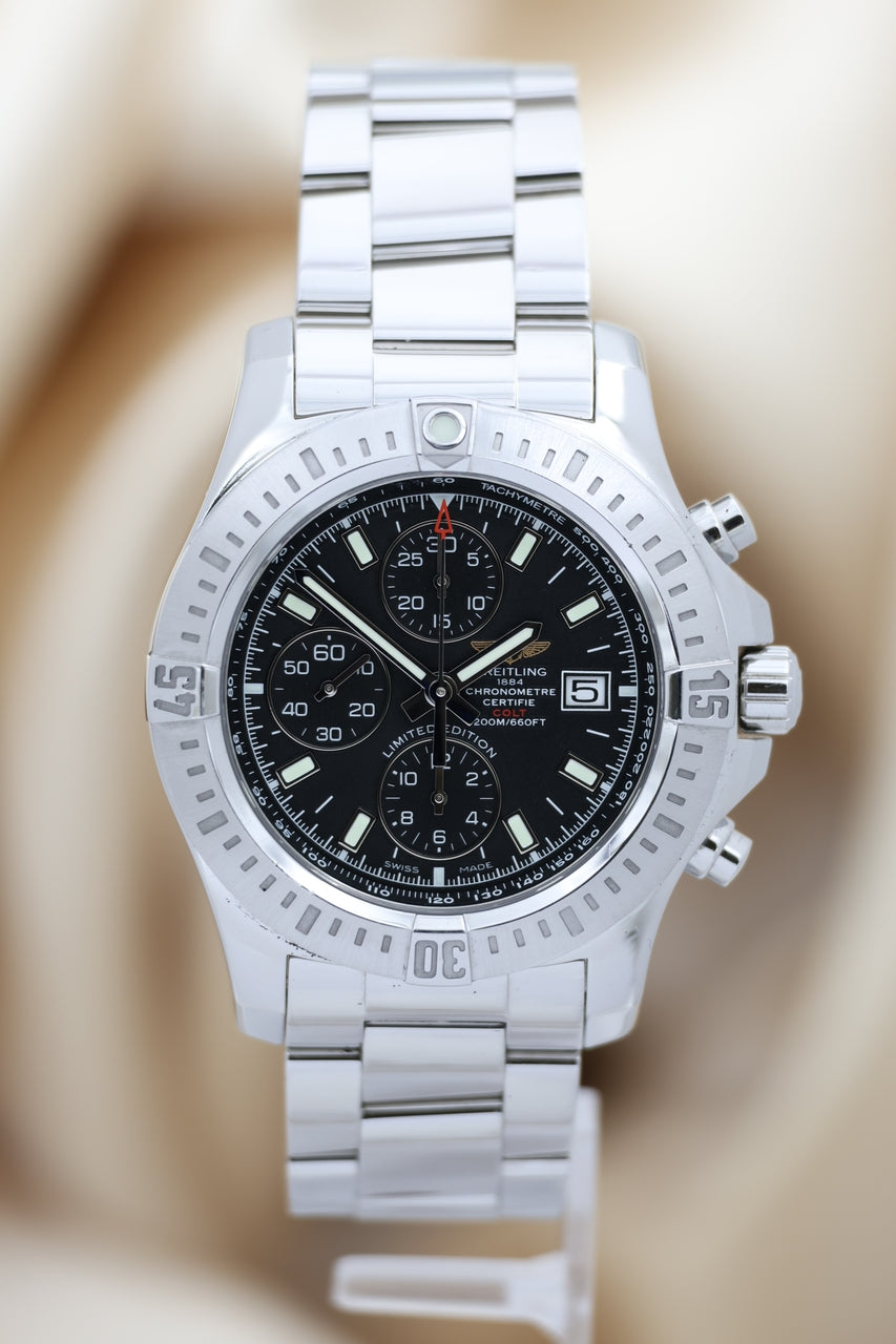 Breitling Colt Chronograph 44 Automatik Herrenuhr Schwarz A13388 - Thumbnail