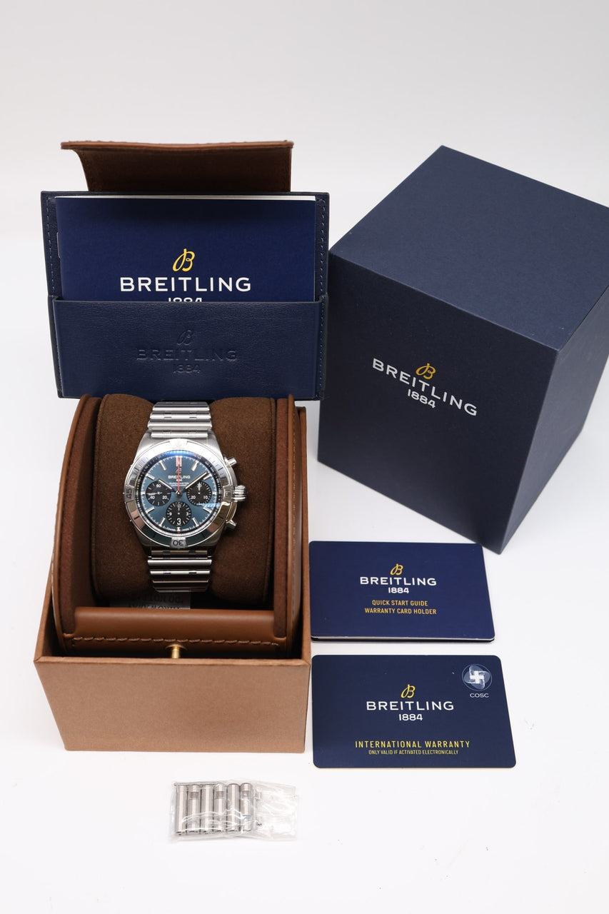 Breitling Chronomat B01 Automatik 42mm Blau AB0134 - Papiere und oder Lieferumfang