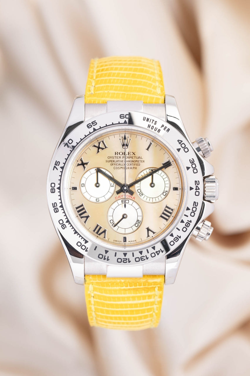 Rolex Daytona "Beach Yellow MOP Dial" Weißgold LC100 + Rolex Service 2026 116519 - Thumbnail