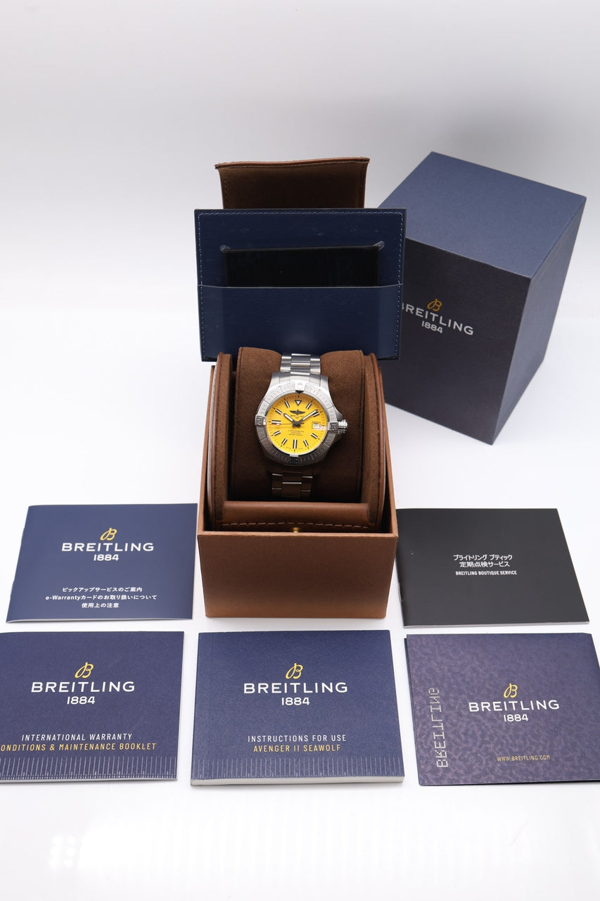 Breitling Avenger Seawolf 45mm Automatik Herrenuhr Gelb A17319 - Papiere und oder Lieferumfang