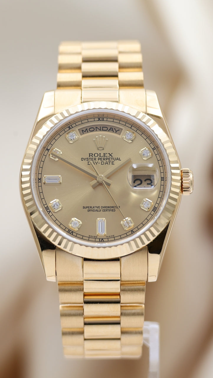 Rolex Day-Date 36 President 18k Gold Diamond Dial 118238 - Main product image