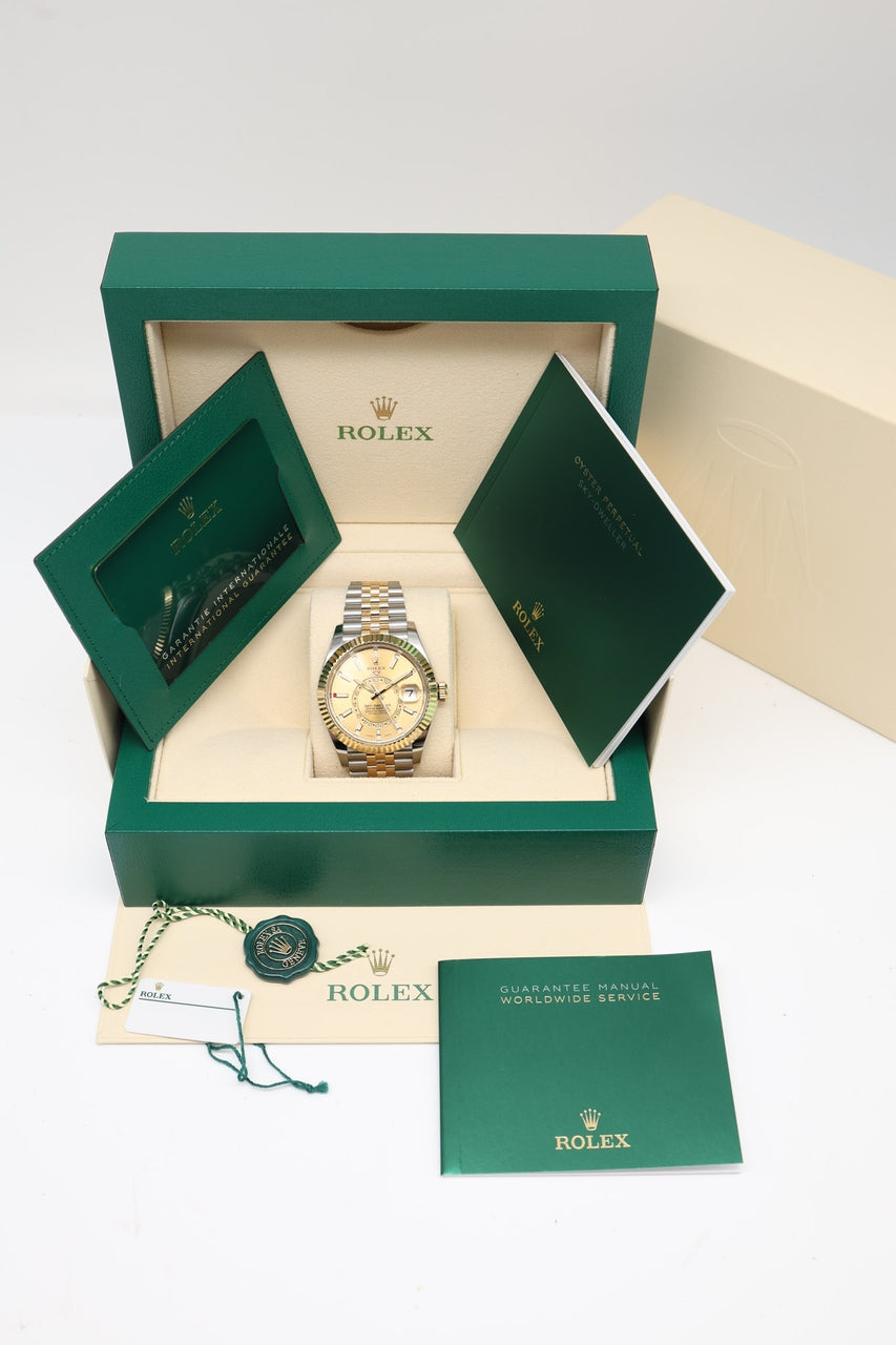 Rolex Sky-Dweller Stahl Gold Jubilee 42mm Automatik 326933 - Papiere und oder Lieferumfang