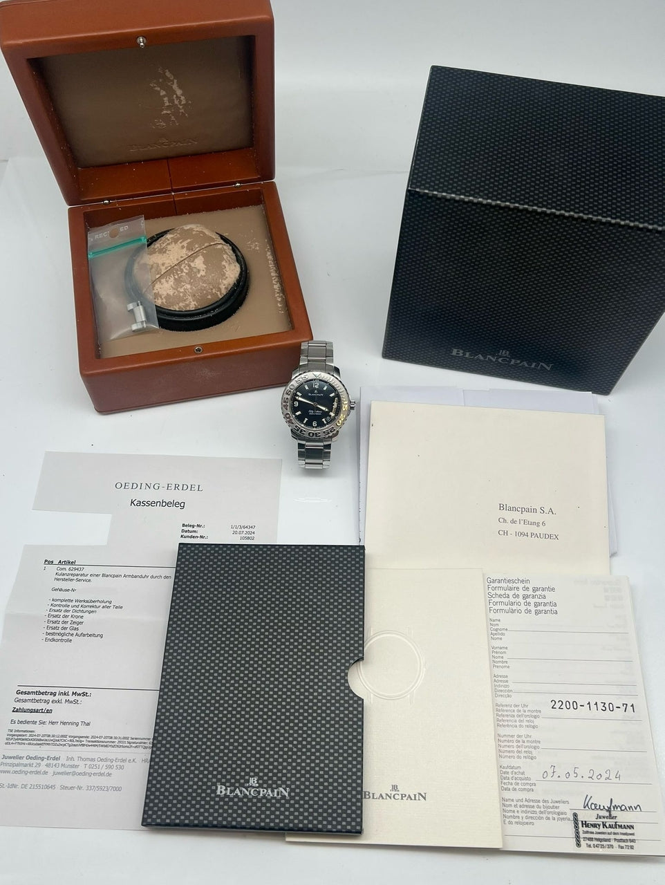 Blancpain Fifty Fathoms 40mm Automatik + Blancpain Service 2024 2200113071 - Papiere und oder Lieferumfang