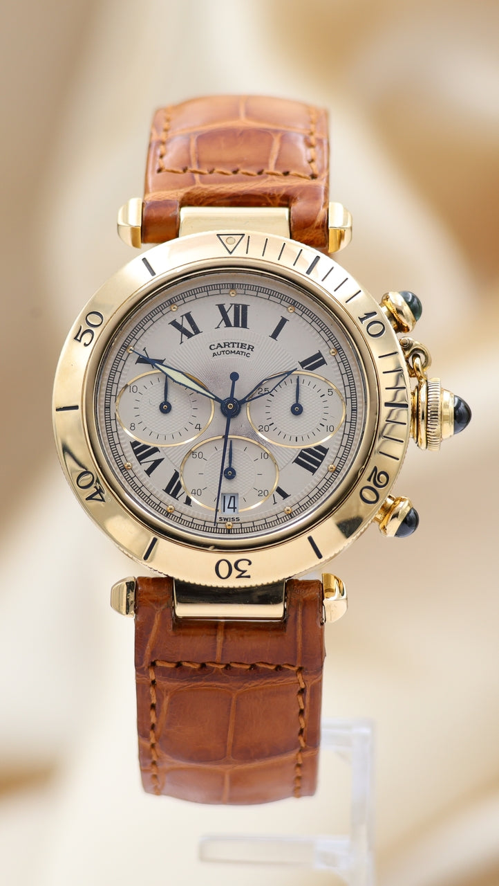Cartier Pasha Chronograph 18K Gelbgold Automatik 2111 - Thumbnail