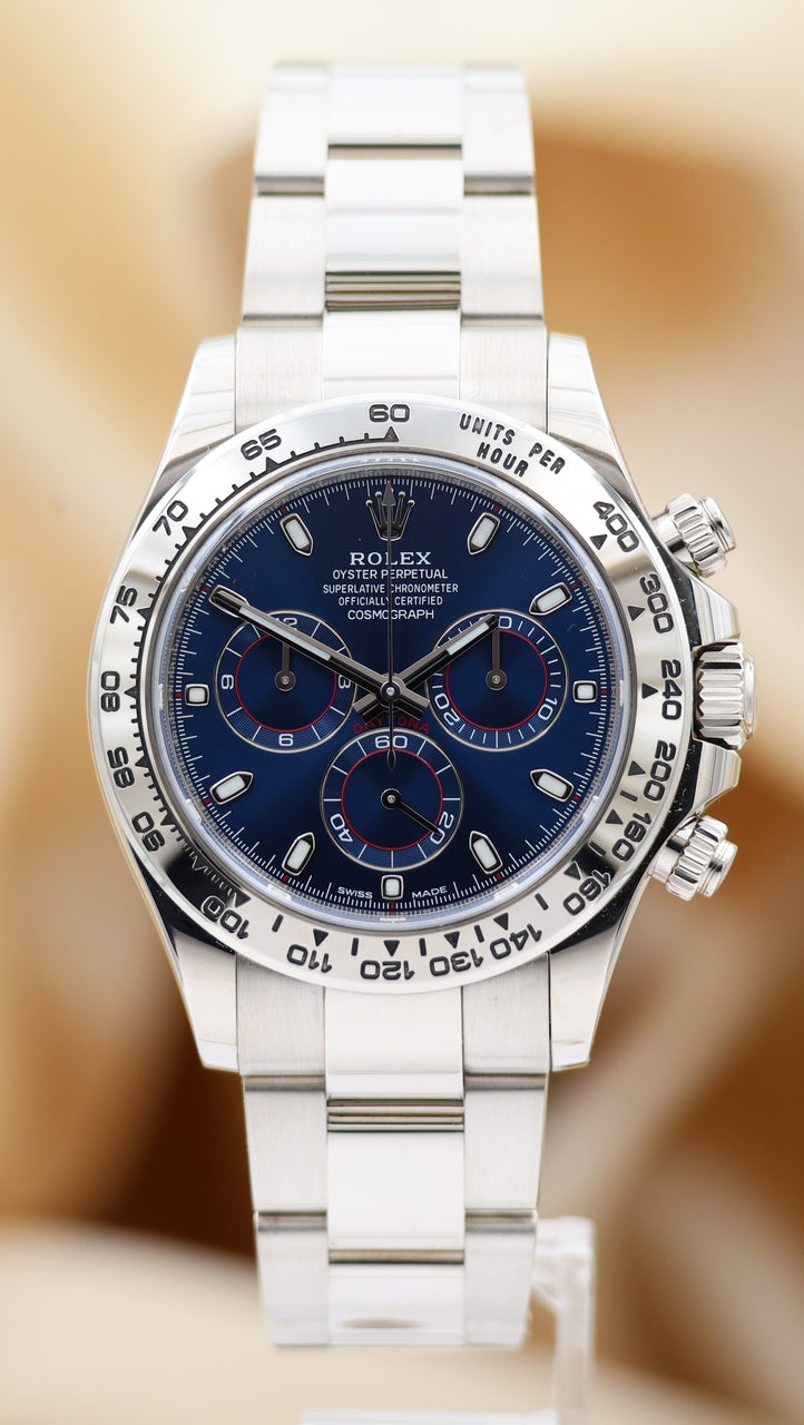 Rolex  Daytona Automatik Herrenuhr Weißgold Blue 116509 - Thumbnail