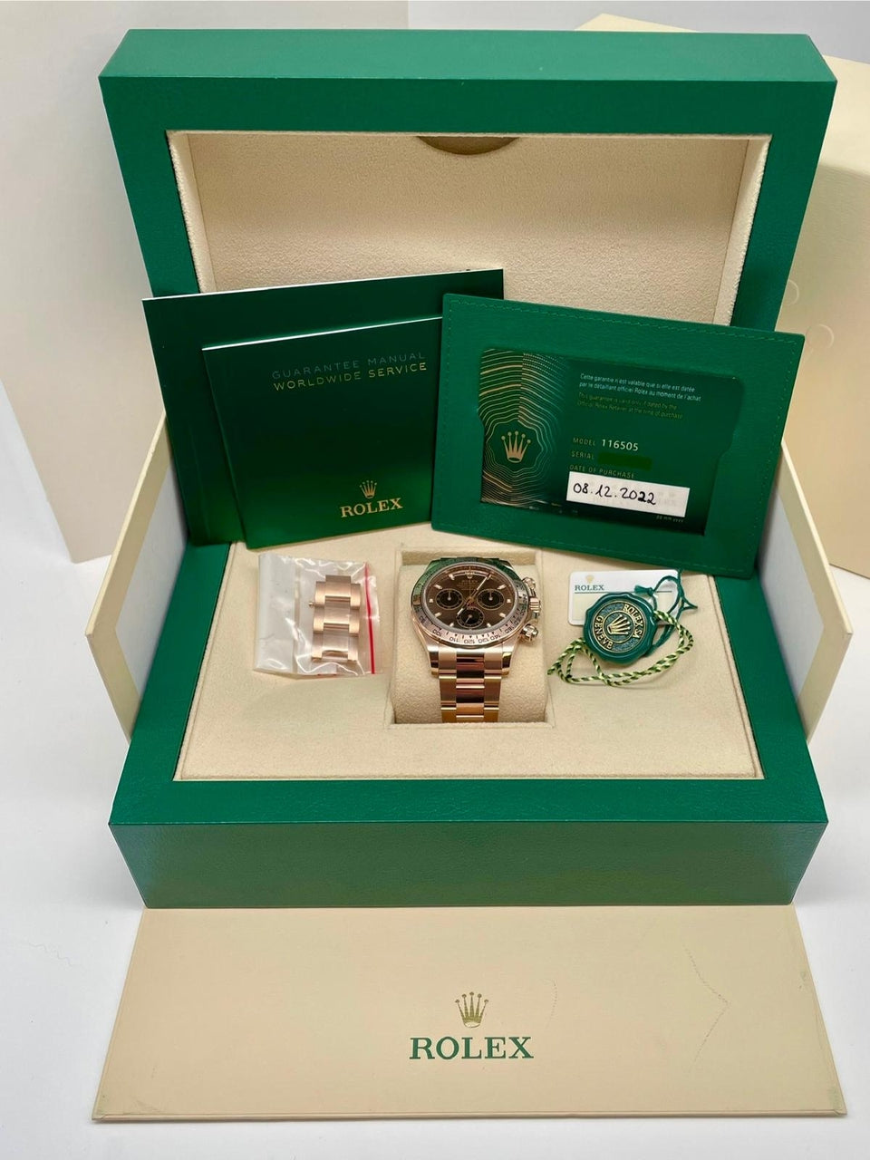 Rolex Daytona 40 Roségold Chocolate Automatik 116505 - Papiere und oder Lieferumfang
