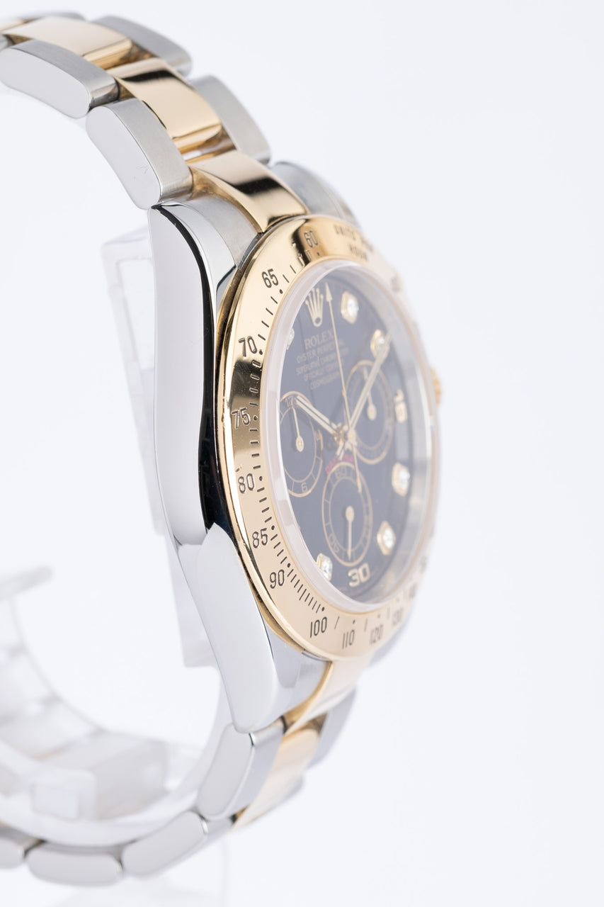 Rolex Daytona Gold/Stahl "Diamond Dial" Automatik Schwarz 116523 - Detailansicht 2