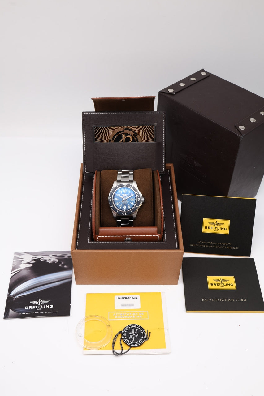 Breitling Superocean II 44mm Automatik Blau Herrenuhr A17392 - Papiere und oder Lieferumfang