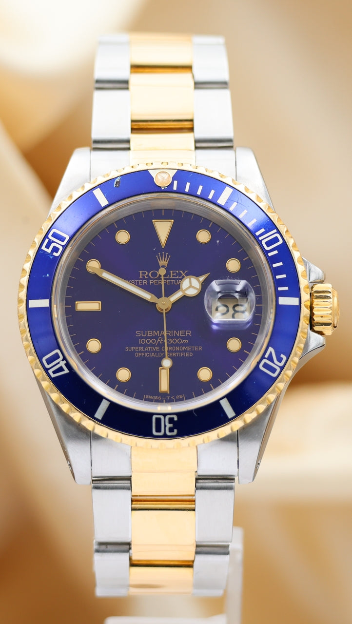 Rolex Submariner Date Stahl/Gold Purple-Blatt 16613 Box + og. Papiere