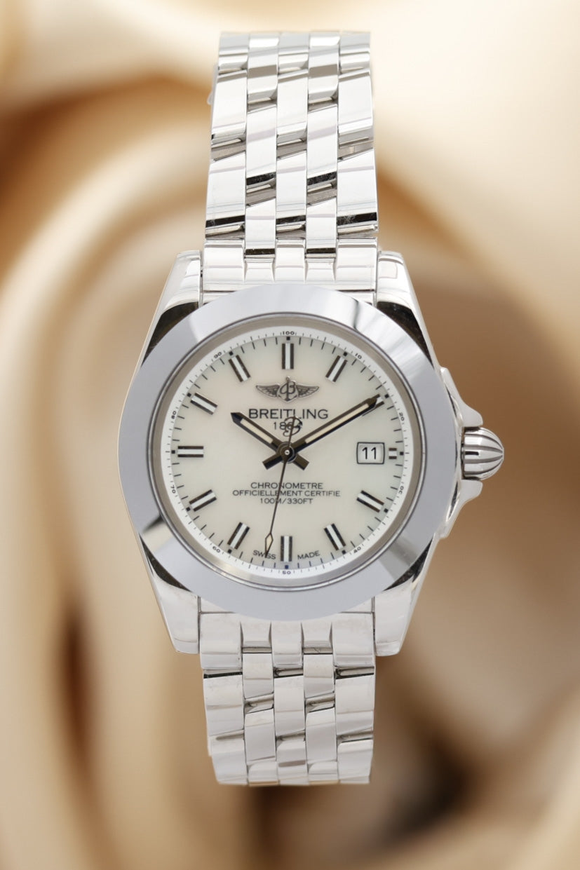 Breitling Galactic 32 Sleek Perlmutt Blatt Quarz A71330 - Thumbnail