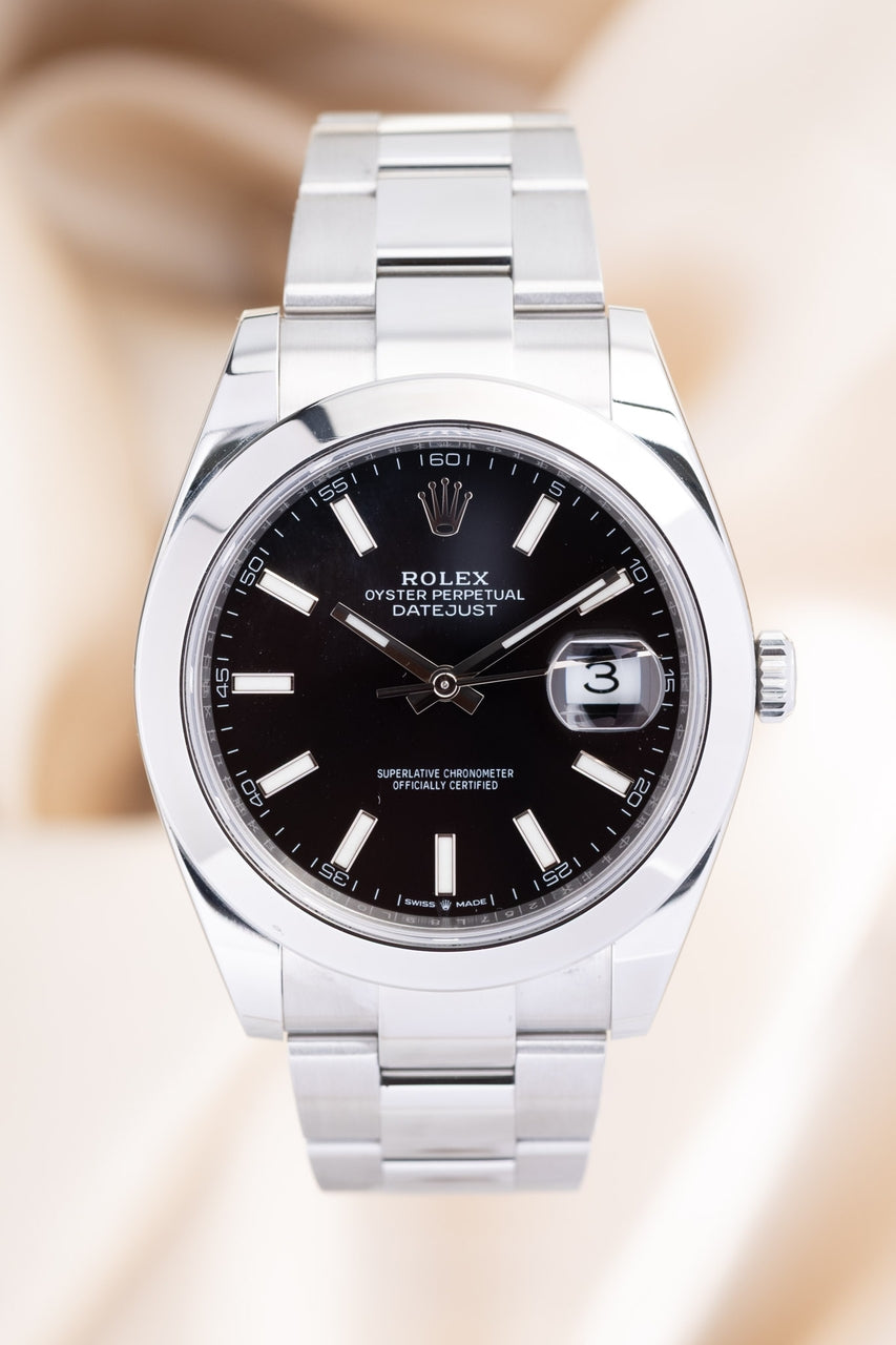 Rolex Datejust 41 Automatik Herrenuhr Schwarz LC100 126300 - Thumbnail
