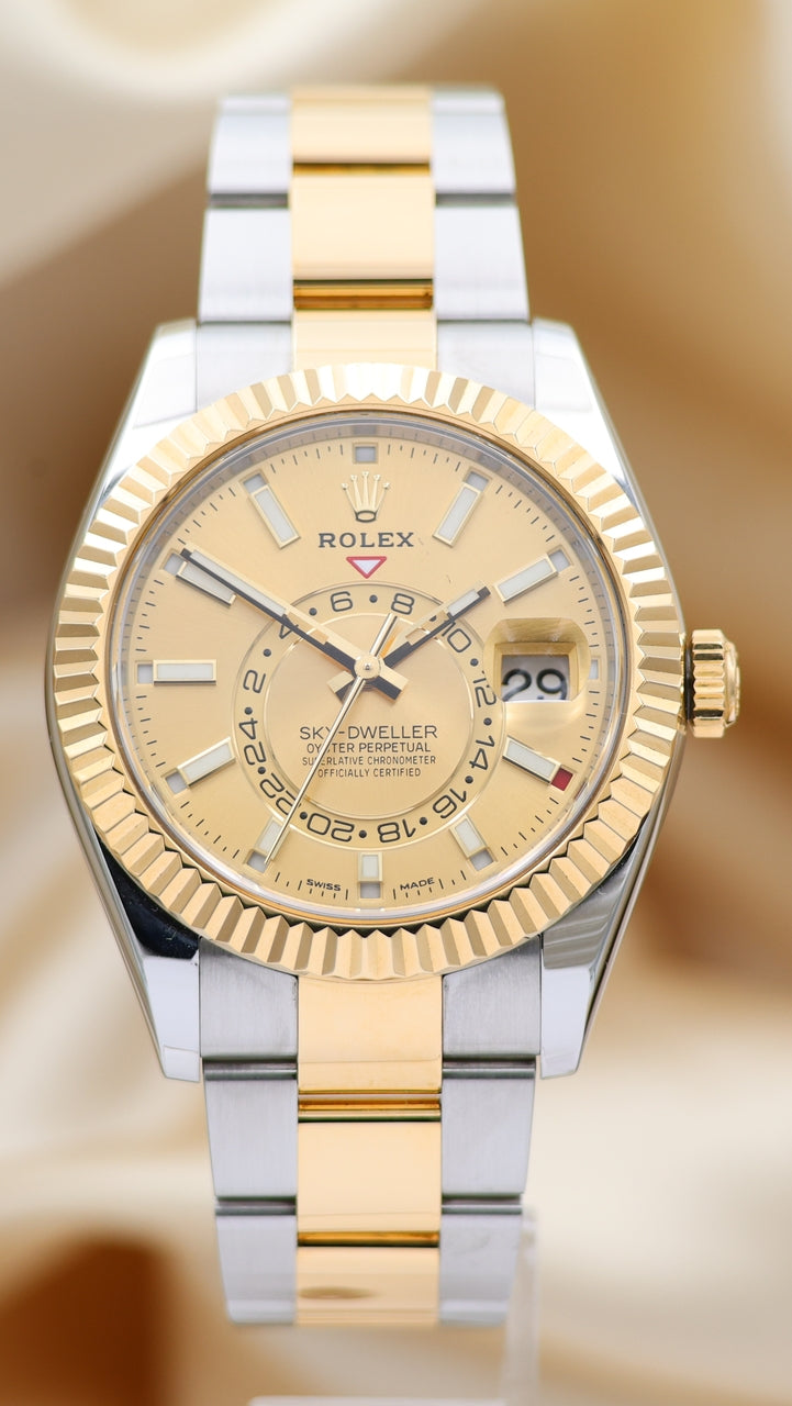 Rolex Oyster Perpetual Sky-Dweller Stahl/Gold Automatik 326933 Box + og. Papiere