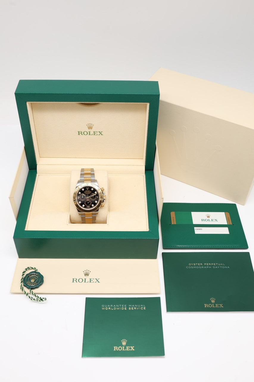 Rolex Daytona 40mm Automatik Herrenuhr Diamant Blatt 116503 - Papiere und oder Lieferumfang
