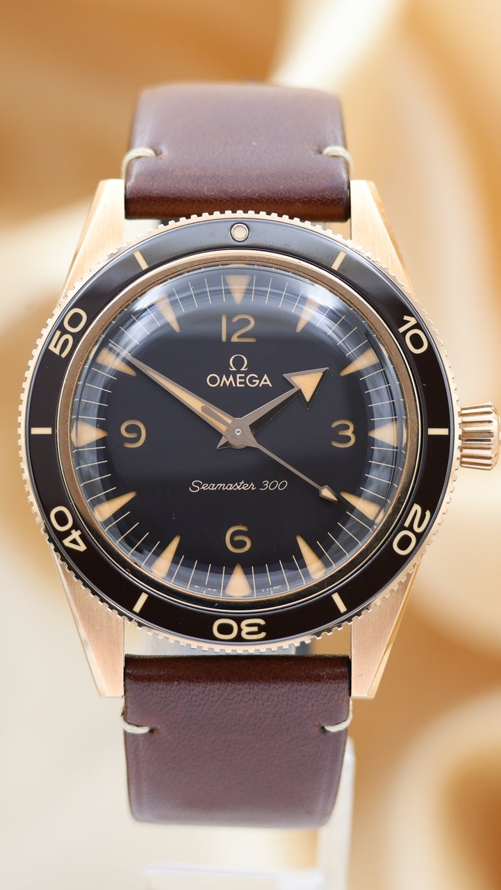 Omega Seamaster 300 Bronze Gold 9K Automatik 23492412110001 Box + og. Papiere