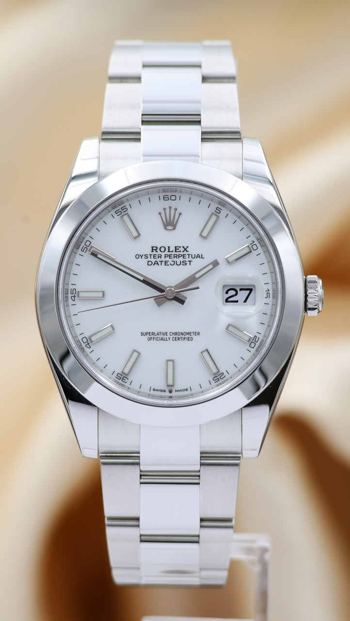 Rolex Datejust 41 Automatik Herrenuhr Weiß 126300 - Thumbnail
