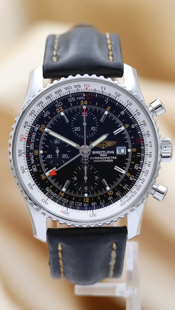 Breitling Navitimer World GMT 46 Automatik Herrenuhr	 A24322 Box + og. Papiere