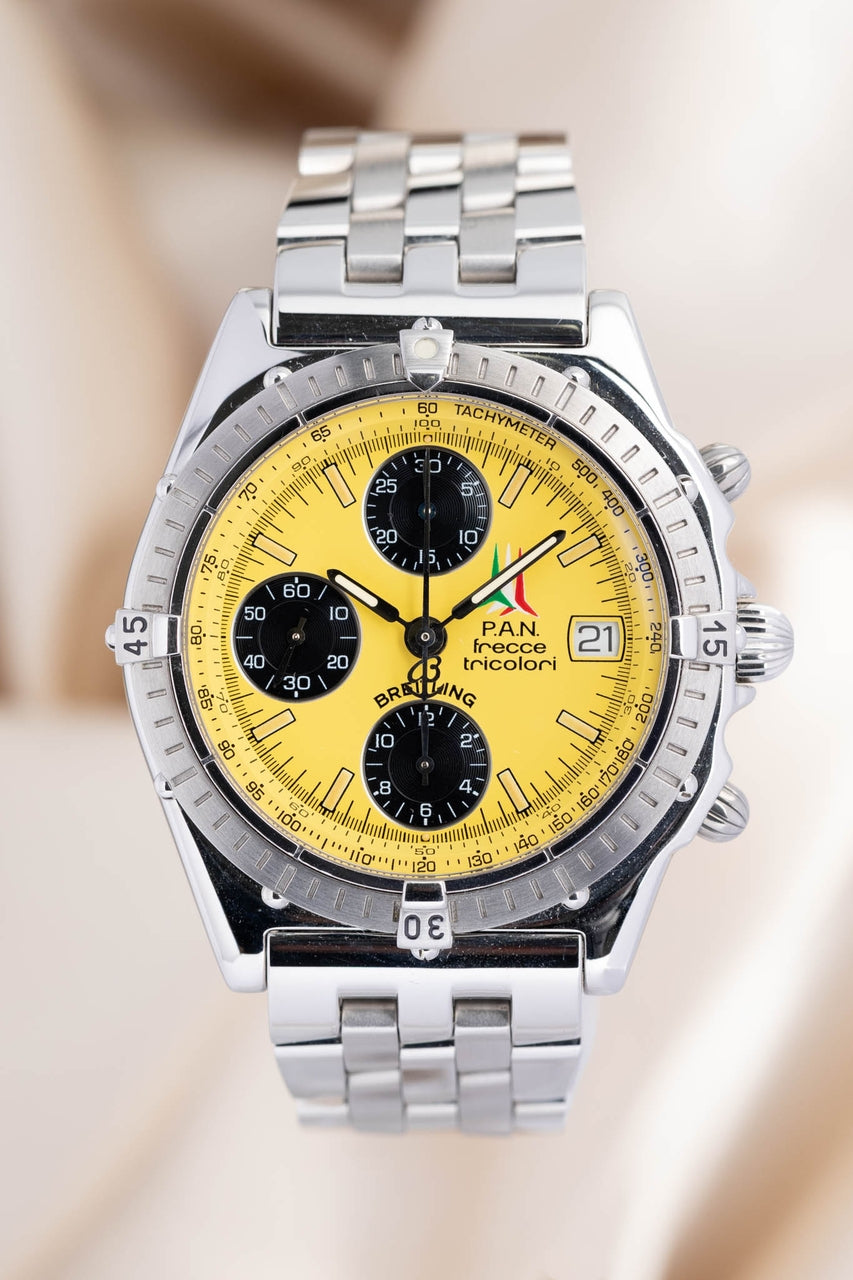 Breitling Chronomat 39mm PAN Frecce Tricolori Gelb Automatik A130501 - Thumbnail