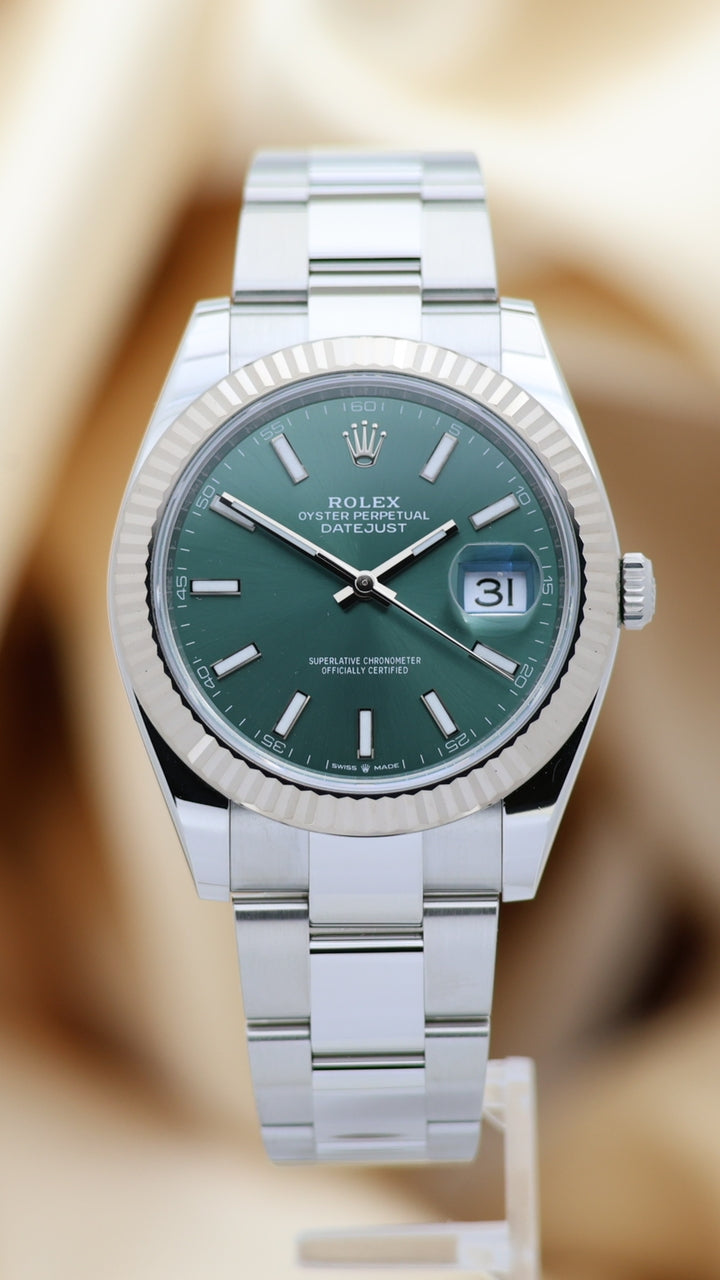 Rolex Datejust 41mm Automatik Herrenuhr "Mintgrün" 126334 - Thumbnail