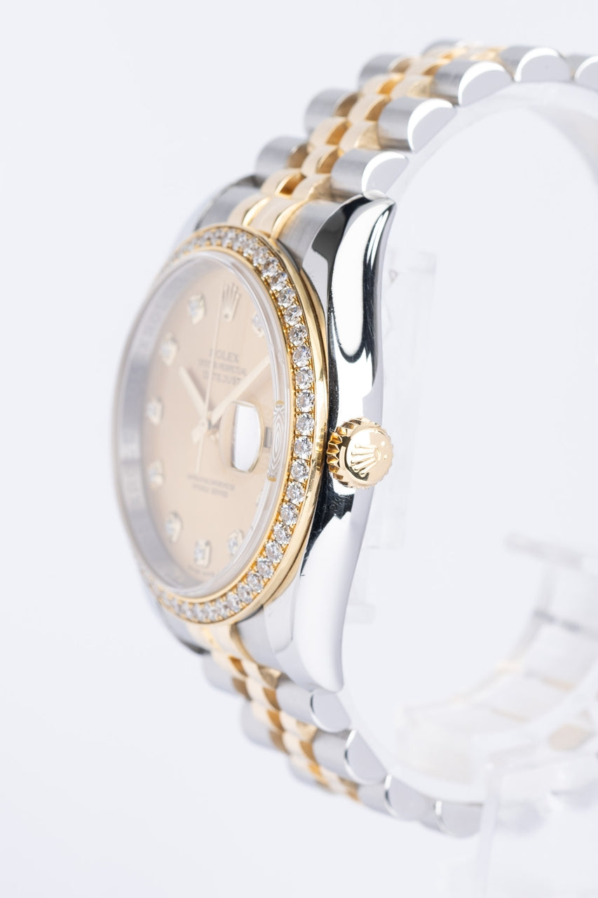 Rolex Datejust 36 Stahl/Gold "Diamond Dial/Bezel" Gold Automatik 116243 - Detailansicht 2