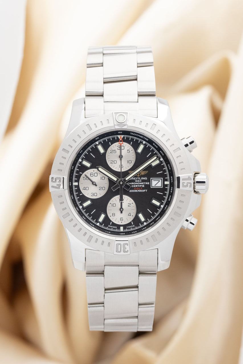 Breitling Colt Chronograph 44 Automatik Herrenuhr Schwarz A13388 - Thumbnail