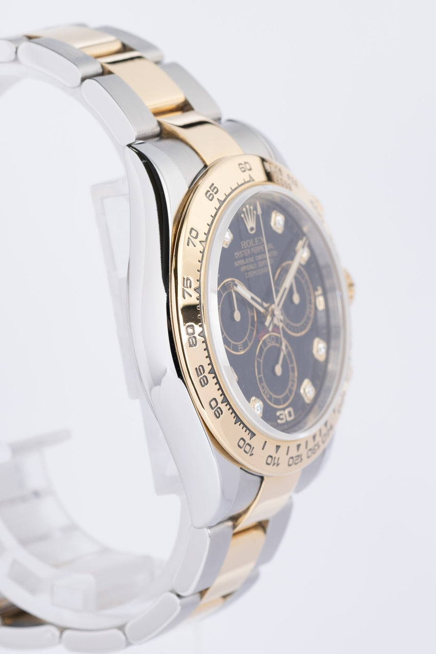 Rolex Daytona 40mm Stahl/Gold Diamant Blatt Herrenuhr Schwarz 116503 - Detailansicht 1