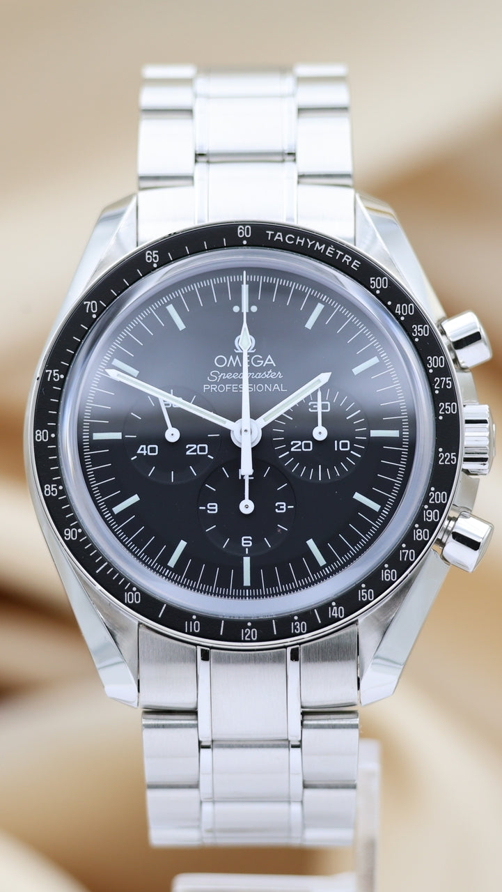 Omega Speedmaster Moonwatch 42 Handaufzug	 31130423001006 Box + og. Papiere