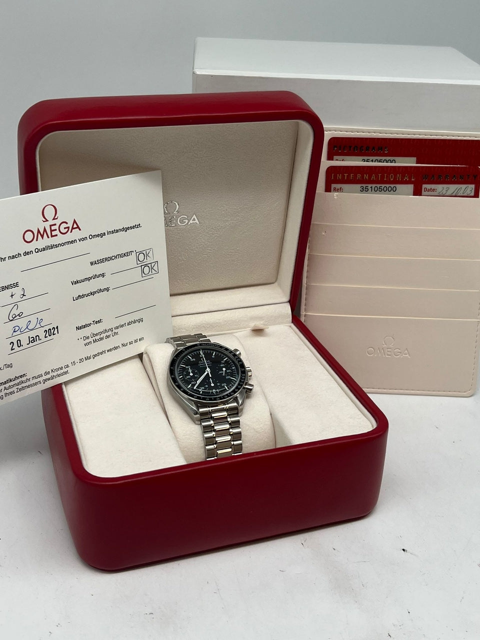 Omega Speedmaster Reduced Automatik 39mm 35105000 - Papiere und oder Lieferumfang